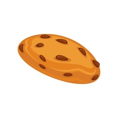 Biscuit with pieces of chocolate and caramel isolated on white