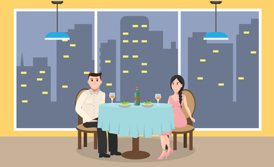 Young couple in restaurant