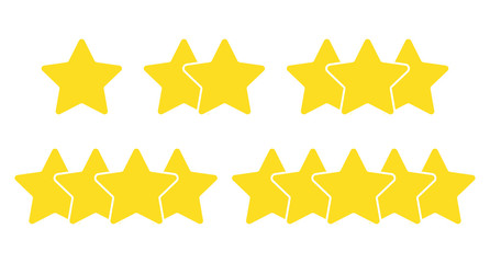 Rating from one to five star on white background