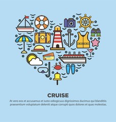 Collection of summer logo symbolizing rest, seaside, sailing on yacht