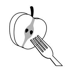 fork with apple fruit icon over white background. vector illustration
