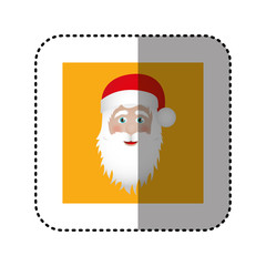 sticker ochre square frame with christmas santa claus face vector illustration