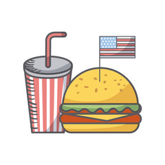 calendar, soft drink and hamburger icon over white background. vector illustration
