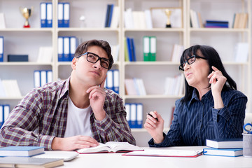 Young student during individual tutoring lesson