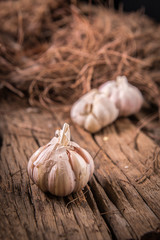 garlic on wood