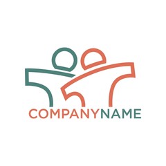 Company logo design with person silhouettes in blue and red