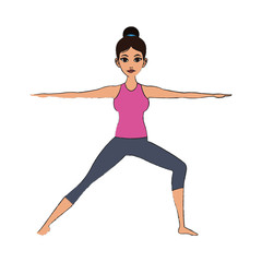 woman doing yoga, cartoon icon over white background. colorful design. vector illustration