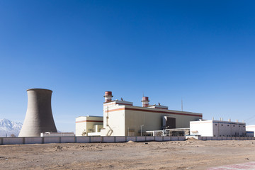 power plant in country in blue sky