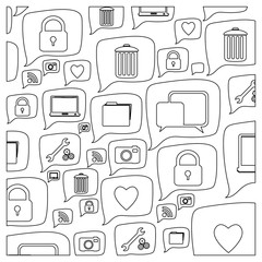 Fototapeta na wymiar silhouette pattern formed by dialogue social icons vector illustration