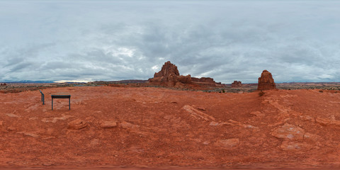 Panoramic 360 view from the Courthouse Tower Viewpoint in the Arches National Park