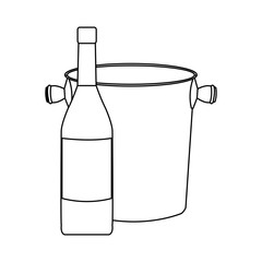 wine bottle and wine coleer icon over white background. vector illustration
