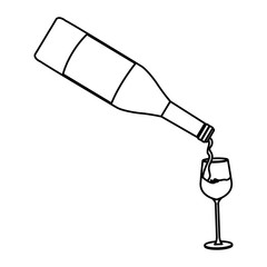 wine bottle and wineglass icon over white background. vector illustration