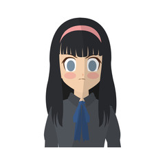 anime girl icon over white background. colorful design. vector illustration