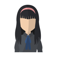anime girl wearing school uniform, icon over white background. colorful design. vector illustration
