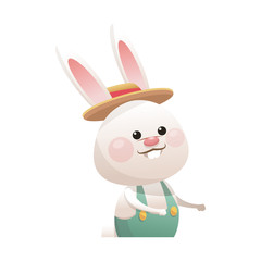 cute rabbit, cartoon icon over white background. happy easter concept. colorful design. vector illustration