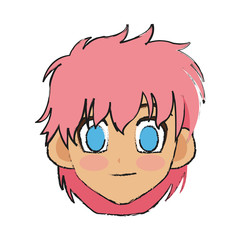 anime girl face icon over white background. colorful design. vector illustration