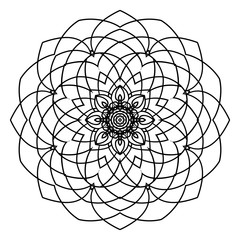 Obraz premium Mandala. Floral, flower oriental. Vector illustration isolated background. Coloring book page. Circle art design tattoo print, circular outline template ornament mandala, ethnic meditation.