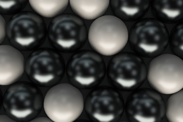 Pattern of black and white spheres