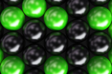 Pattern of black and green spheres