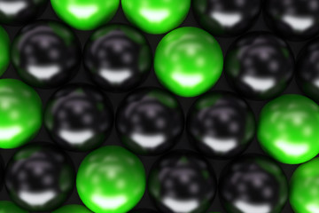 Pattern of black and green spheres
