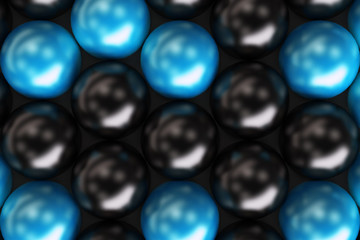 Pattern of black and blue spheres