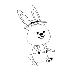 cute rabbit icon over white background. happy easter concept. vector illustration