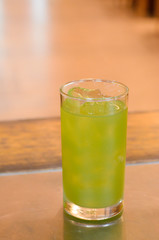 Ice green tea and blur background