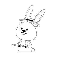 cute rabbit icon over white background. happy easter concept. vector illustration