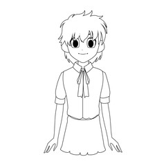 anime girl wearing school uniforms, icon over white background. vector illustration