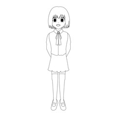 anime girl wearing school uniforms, icon over white background. vector illustration