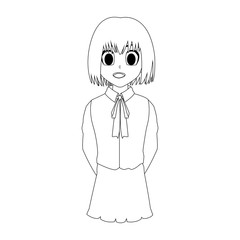 anime girl wearing school uniforms, icon over white background. vector illustration
