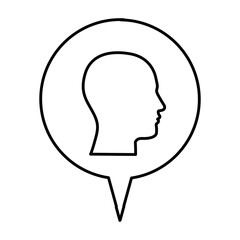 silhouette relief circular speech with silhouette male head vector illustration
