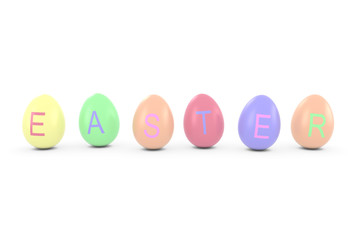 Coloured Easter Eggs Spelling Out Easter 3D Illustration