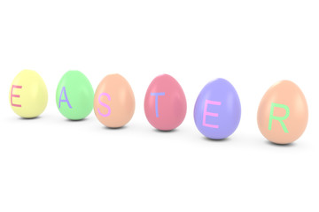 Coloured Easter Eggs Spelling Out Easter 3D Illustration