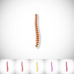 Spine. Flat sticker with shadow on white background