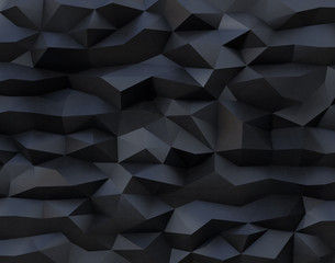 Abstract black background with triangulate polygon pattern. 3D rendering image.