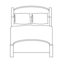 double bed icon over white background. vector illustration
