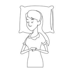 slepping woman, cartoon icon over white background. vector illustration