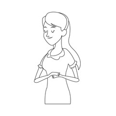 slepping woman, cartoon icon over white background. vector illustration