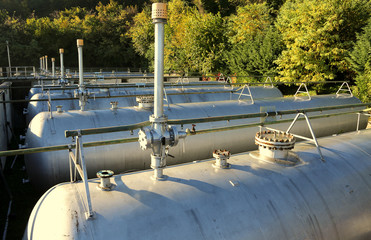 large tanks of a methane gas storage for energy supply