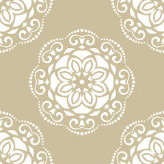 Floral vector white ornament. Seamless abstract classic background with flowers. Pattern with repeating elements