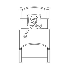 man slepping at the bed, cartoon icon over white background. vector illustration