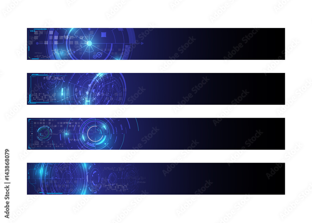 Poster set of 4 banner networking technology concept template design