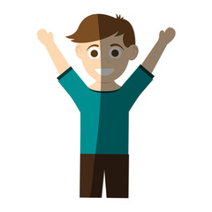 happy boy wearing blue t-shirt, cartoon icon over white background. colorful design. vector illustration
