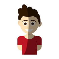 happy boy wearing red t-shirt, cartoon icon over white background. colorful design. vector illustration