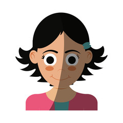 happy girl face, cartoon icon over white background. colorful design. vector illustration