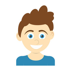 Obraz premium happy boy wearing blue t-shirt, cartoon icon over white background. colorful design. vector illustration