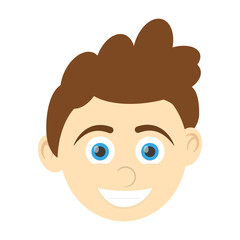 happy boy face, cartoon icon over white background. colorful design. vector illustration
