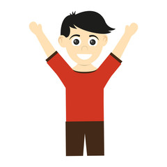 happy boy wearing red t-shirt, cartoon icon over white background. colorful design. vector illustration