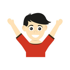 happy boy wearing red t-shirt, cartoon icon over white background. colorful design. vector illustration